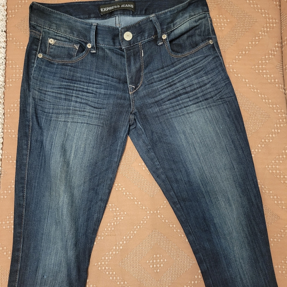 Express Blue Skinny Jeans with Vintage Wash Low rise 4R